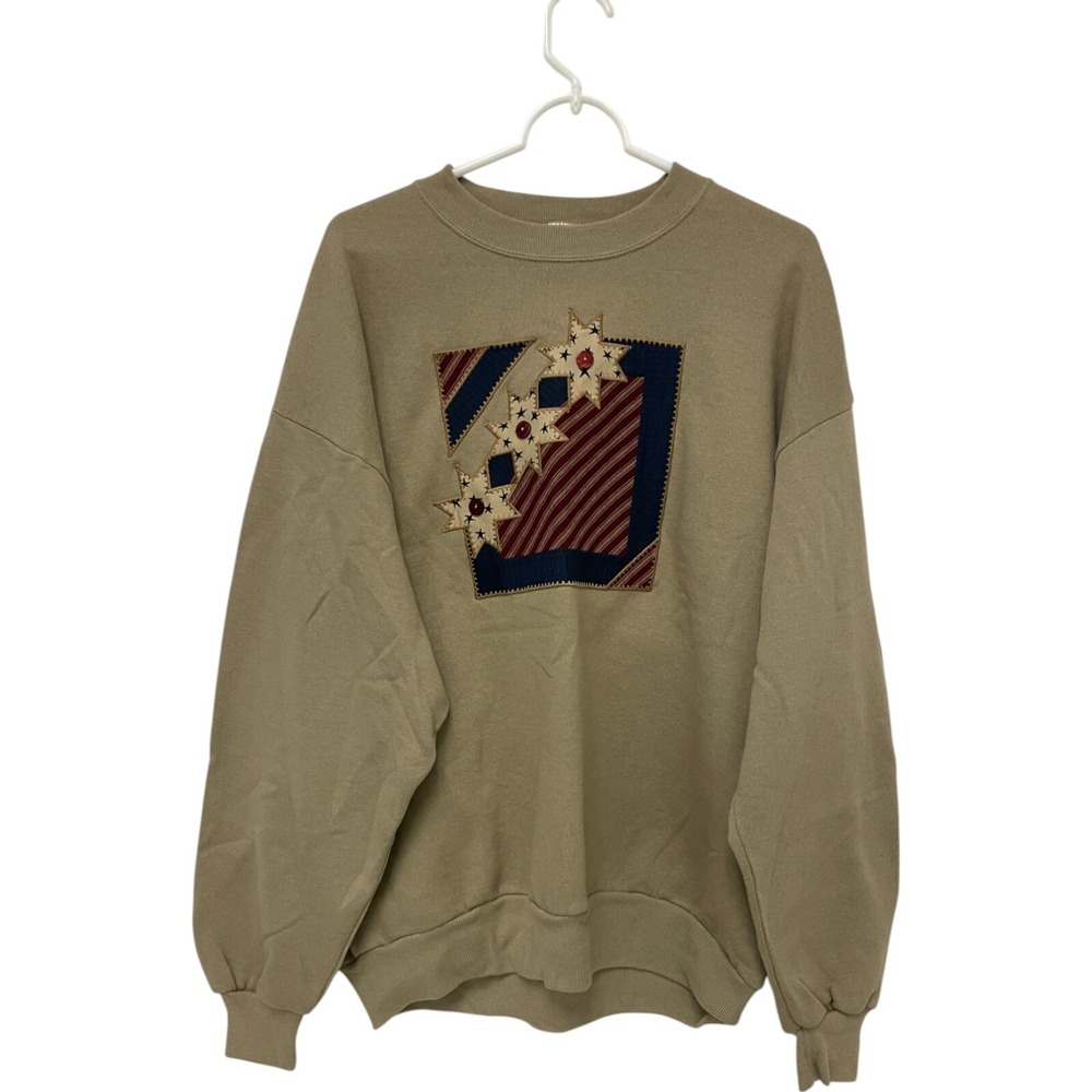 Jerzees Sweatshirt Light Brown Womens Size XL Grandma Embroidered Country Vtg